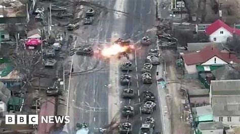 Ukraine war: Column of Russian tanks ambushed by .